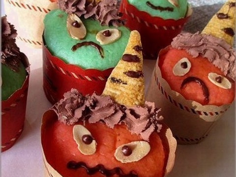 節分に鬼ちゃんカップケーキ